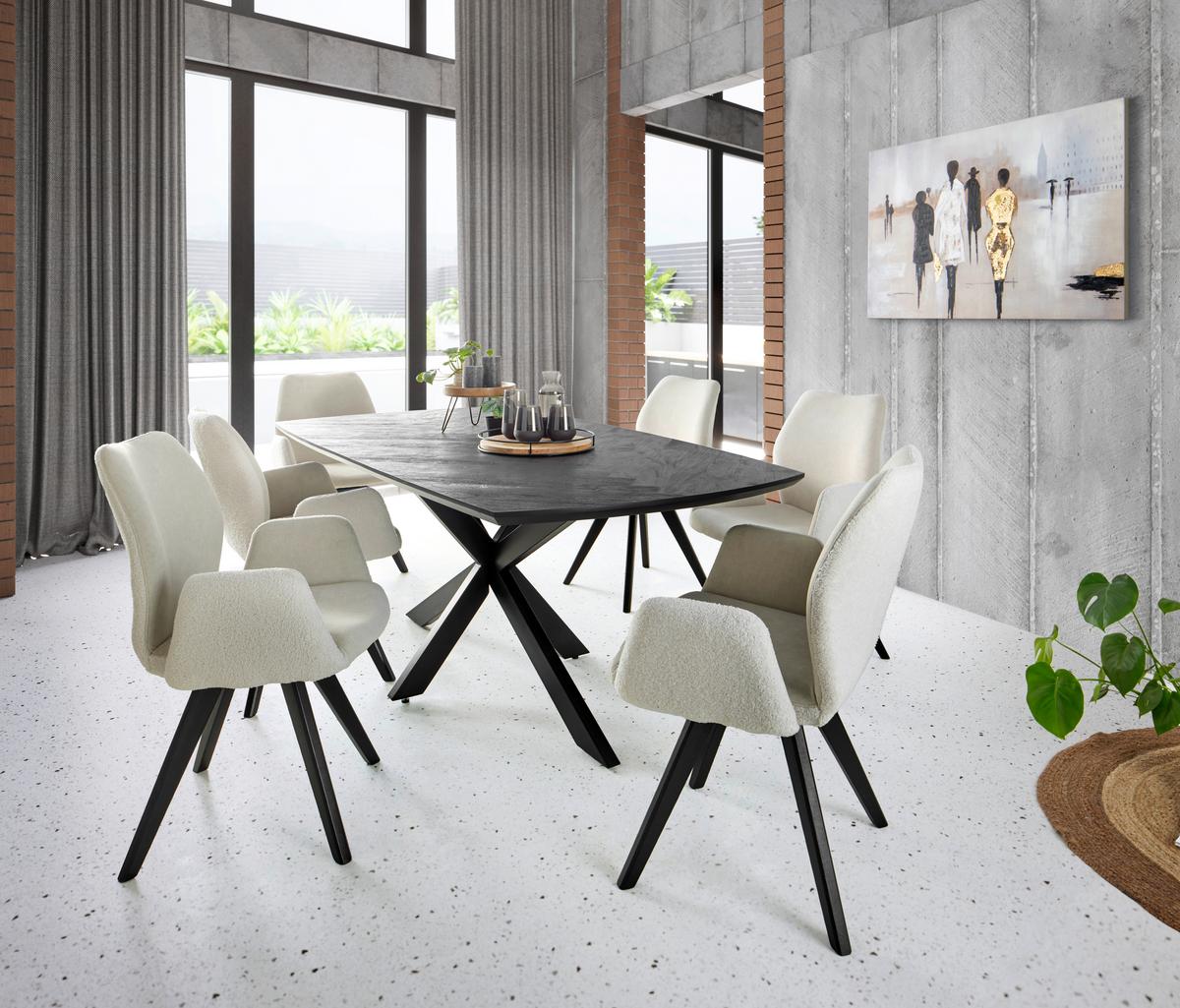 Jedálenský stôl dyha PUEBLO 180 - čierna/antracitová, Modern, kov/drevo (180/76/90cm) - Premium Living