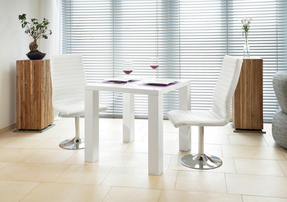 Esstisch Weiß B: 80 Cm - Weiß Hochglanz, MODERN, Holzwerkstoff (80/80/76cm) - Livetastic