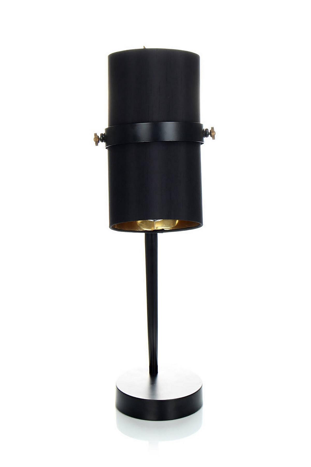 Tischlampe Novum Schwarz - Schwarz, Trend, Textil/Metall (25/29/69cm) - Kayoom