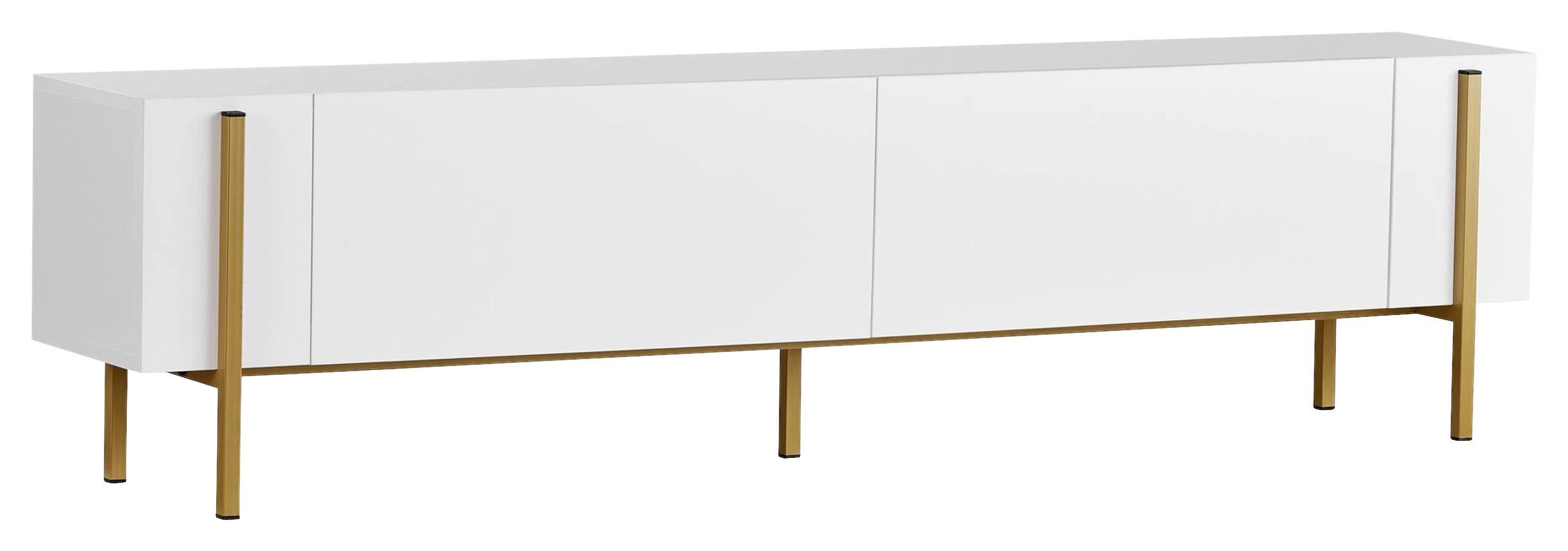 TV-ELEMENT Weiß/Gold B: 180cm - Goldfarben/Weiß, MODERN, Holzwerkstoff (180/45/30cm)