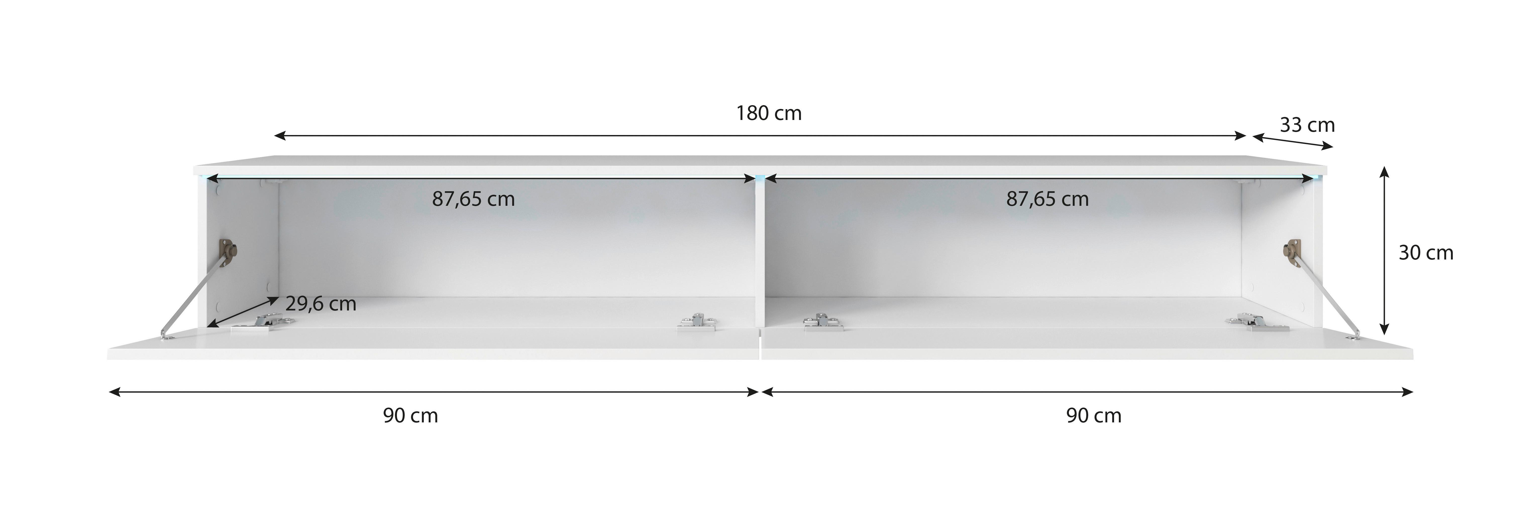 Tv-lowboard B: 180 Cm Anthrazit/weiß Hochglanz - Weiß Hochglanz/Anthrazit, LIFESTYLE, Holzwerkstoff (180/30/33cm) - P & B