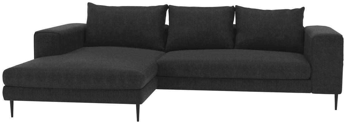 Ecksofa Aurora II - Schwarz/Graphitfarben, MODERN, Textil (170/325cm) - Trendmanufaktur