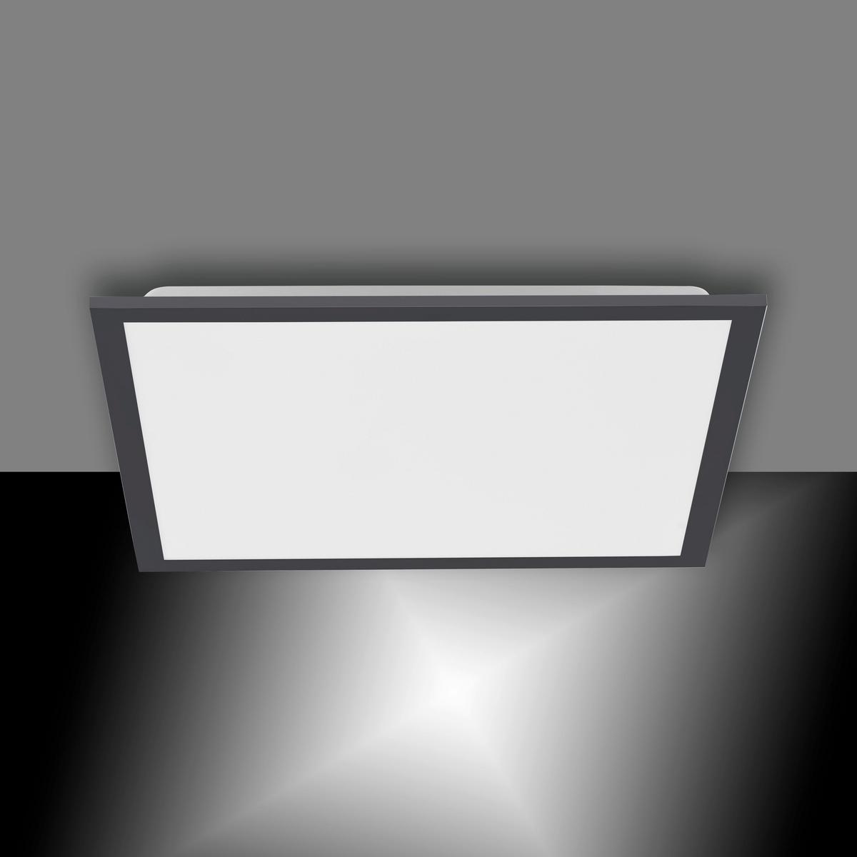 Led-deckenleuchte Flat L: 44,5 Cm Dimmbar Mit Fernbedienung - Schwarz, Basics, Kunststoff/Metall (44,5/44,5/7cm)
