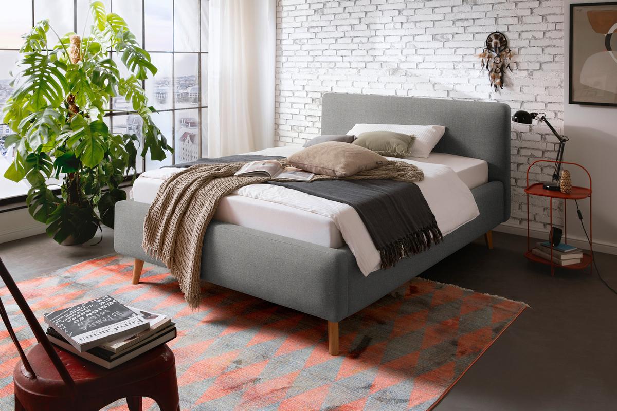 Polsterbett Mattis Herve Grau 140x200cm - Eichefarben/Birkefarben, Design, Holz/Textil (140/200cm) - MID.YOU