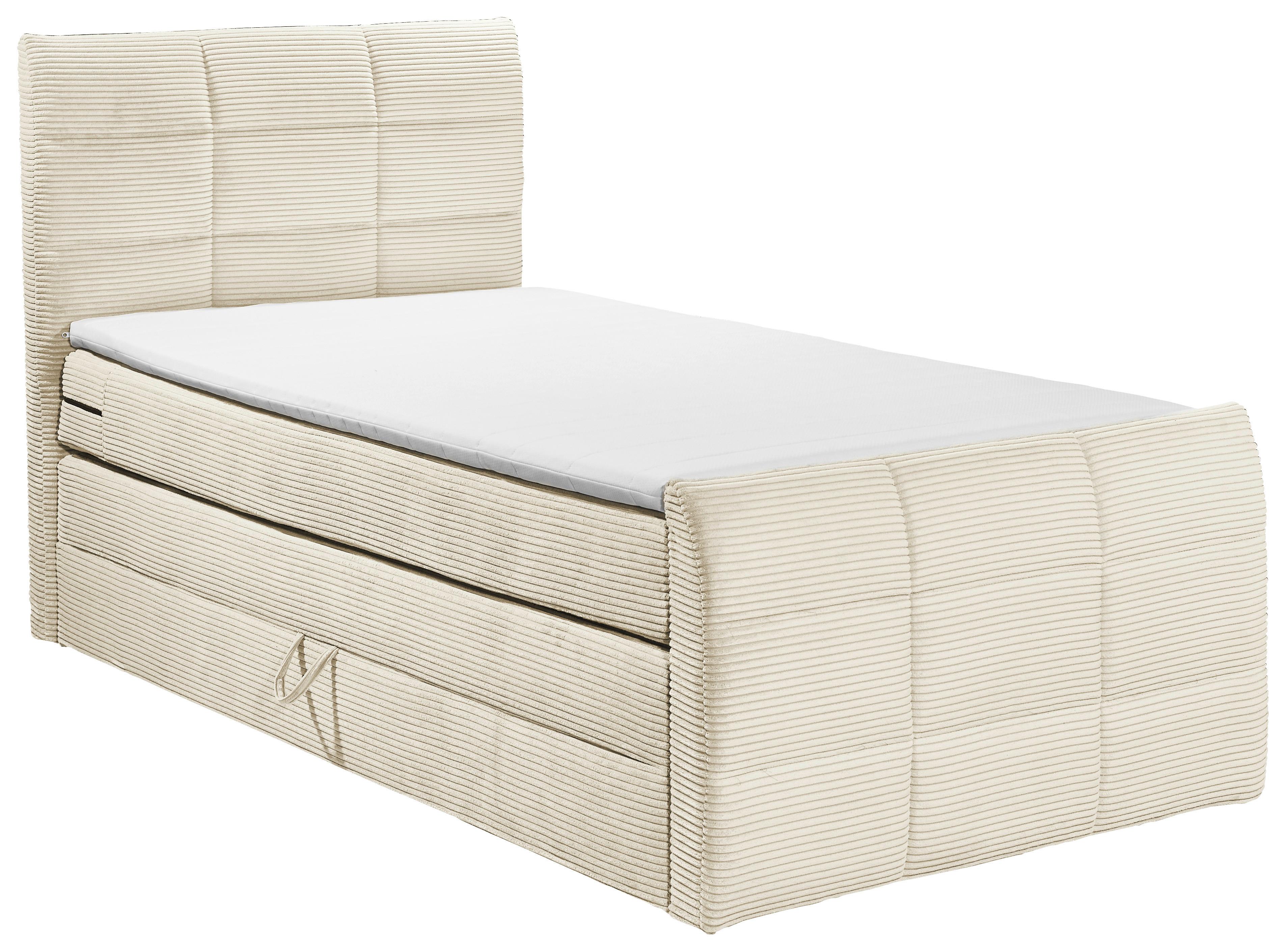 Boxspringbett Bolivia 6 - Creme/Schwarz, MODERN, Holzwerkstoff/Textil (120/200cm) - MID.YOU