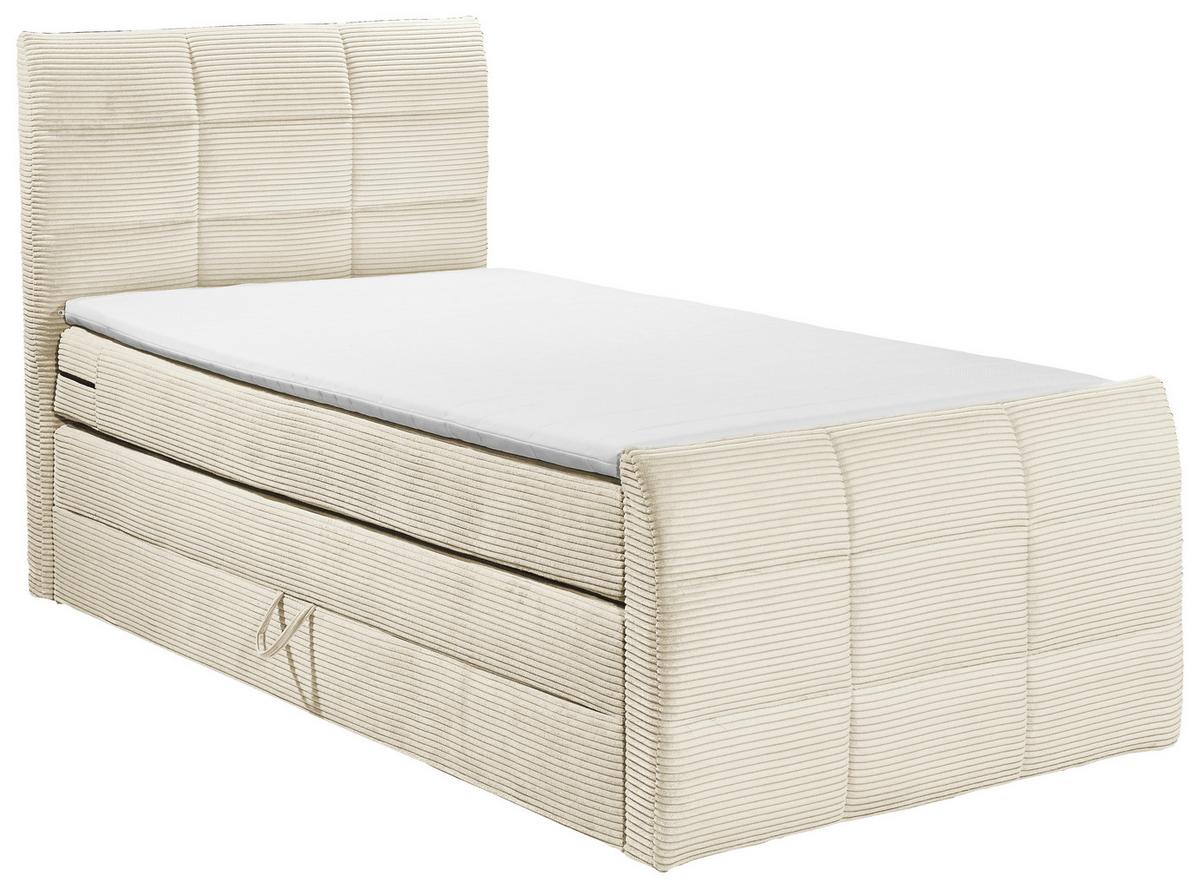 Boxspringbett Mit Topper & Bettkasten 120x200 Bolivia - Creme/Schwarz, MODERN, Holzwerkstoff/Textil (120/200cm) - MID.YOU
