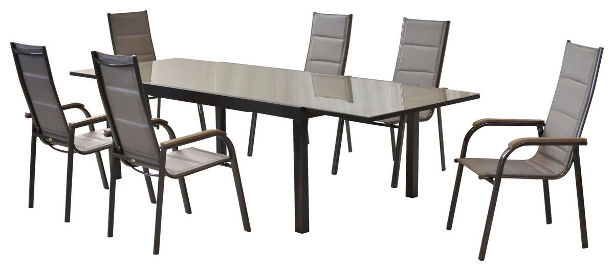 Gartenset Trivero - Graphitfarben/Braun, MODERN, Textil/Metall - Gardenson