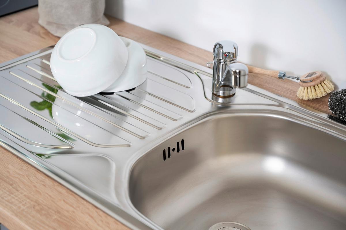 Miniküche Merle Weiß B: 160 Cm - Eichefarben/Weiß, Design, Holzwerkstoff (160cm) - Respekta