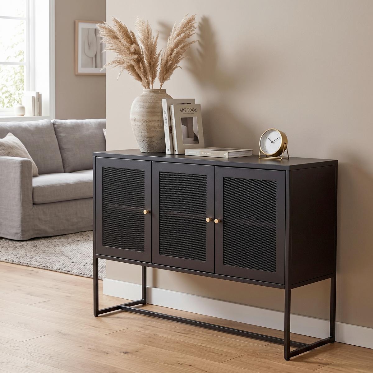 SIDEBOARD MALLA - Schwarz, Design, Metall (120/80/40cm) - Livetastic