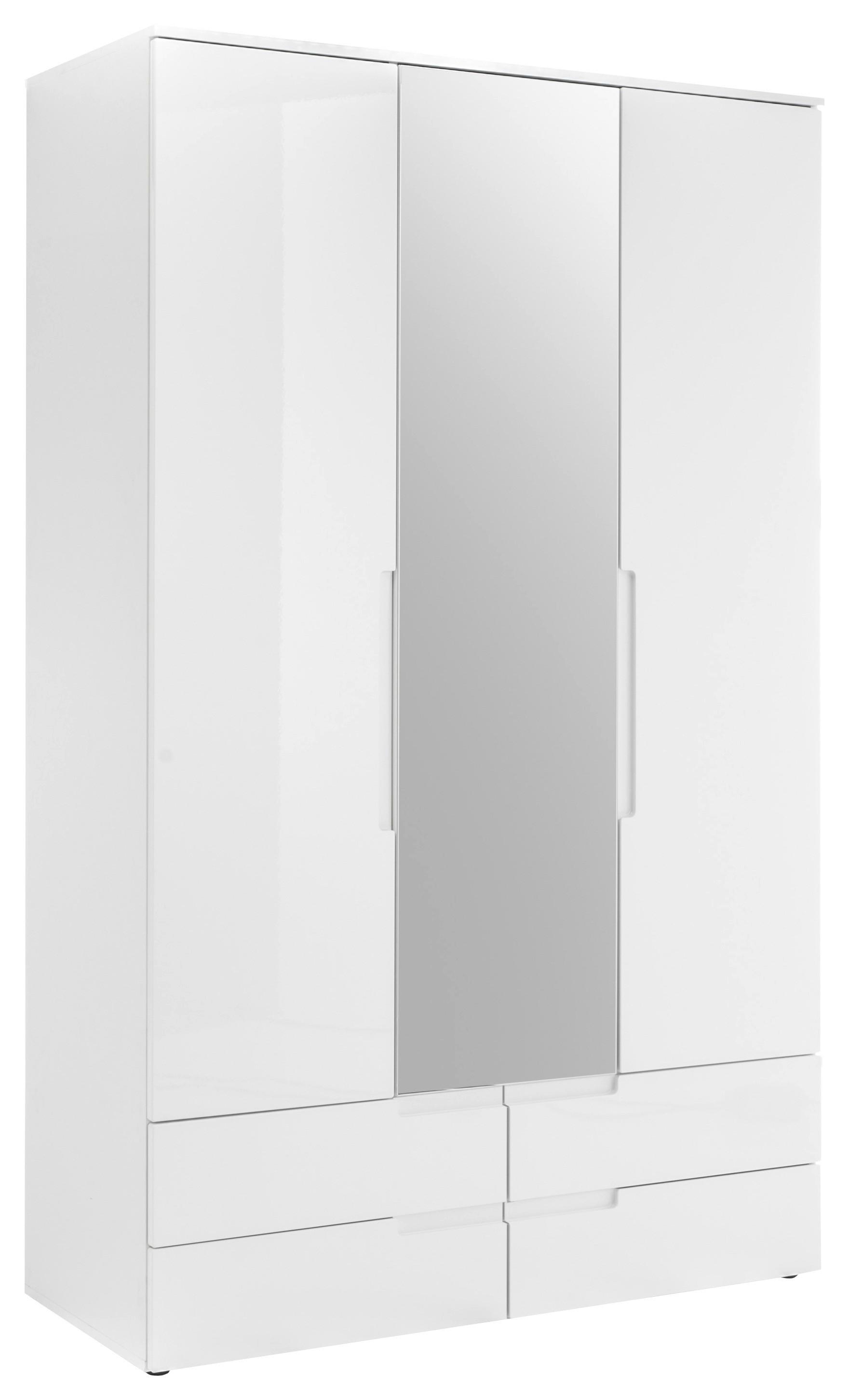 Drehtürenschrank mit Spiegel B: 126 cm Spice, Weiß - Weiß, MODERN, Glas/Holzwerkstoff (126/208/57cm) - MID.YOU