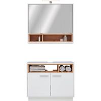 Badezimmer Milano Weiß, Dekor Artisan 2-teilig - Weiß/Eiche Artisan, MODERN, Holzwerkstoff (80/190/40cm)
