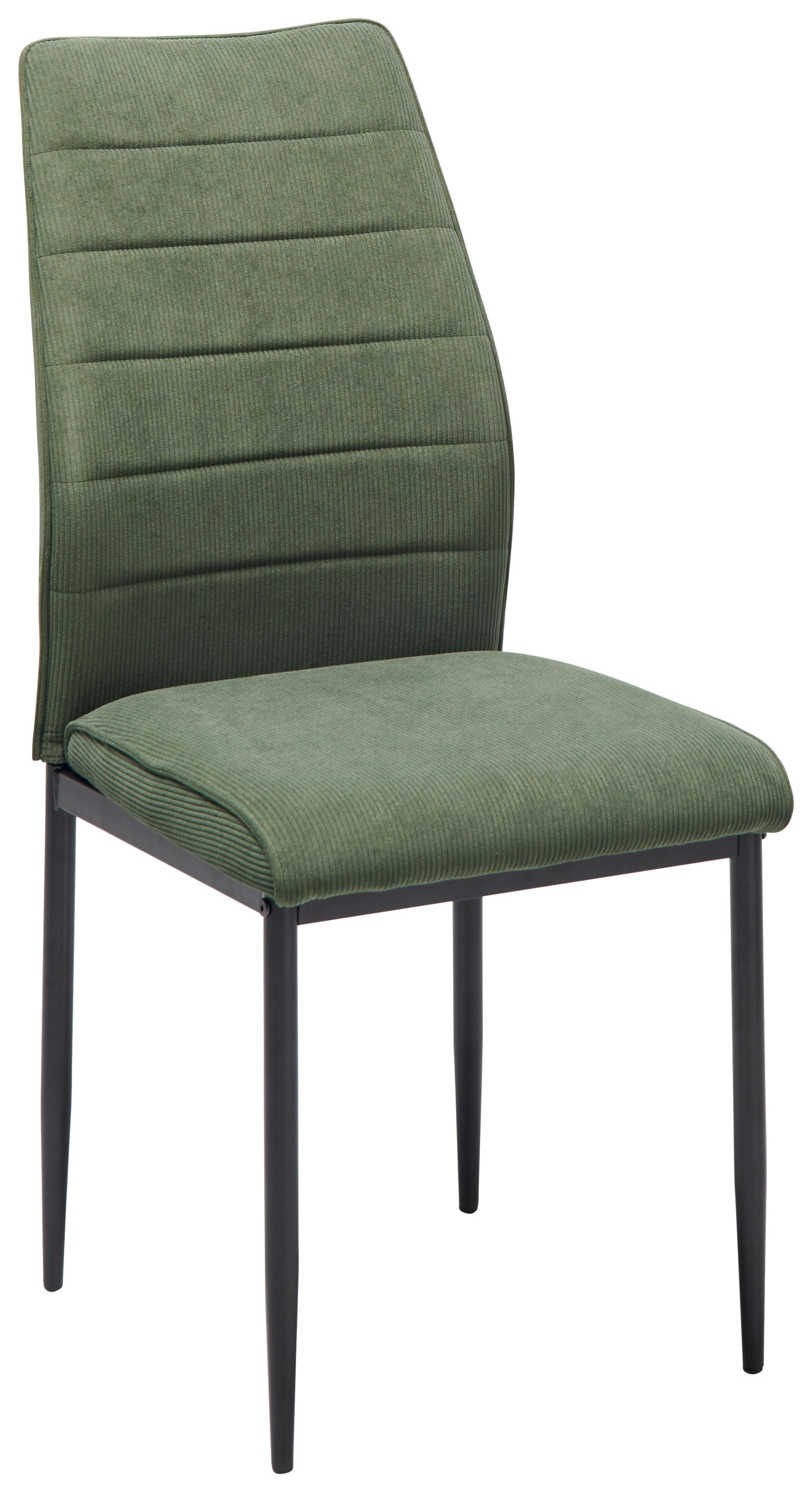 Polsterstuhl Ratford Cord Grün - Schwarz/Grün, LIFESTYLE, Textil/Metall (44/96/58cm) - Livetastic