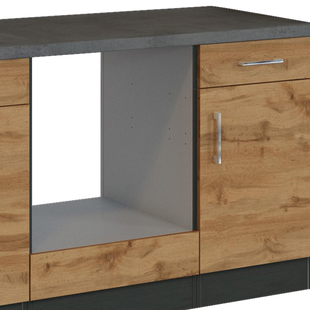 Küchenzeile Sorrento ohne Geräte B: 270 cm Eichefarben - Eichefarben/Anthrazit, MODERN, Holzwerkstoff (270/200/60cm) - Held