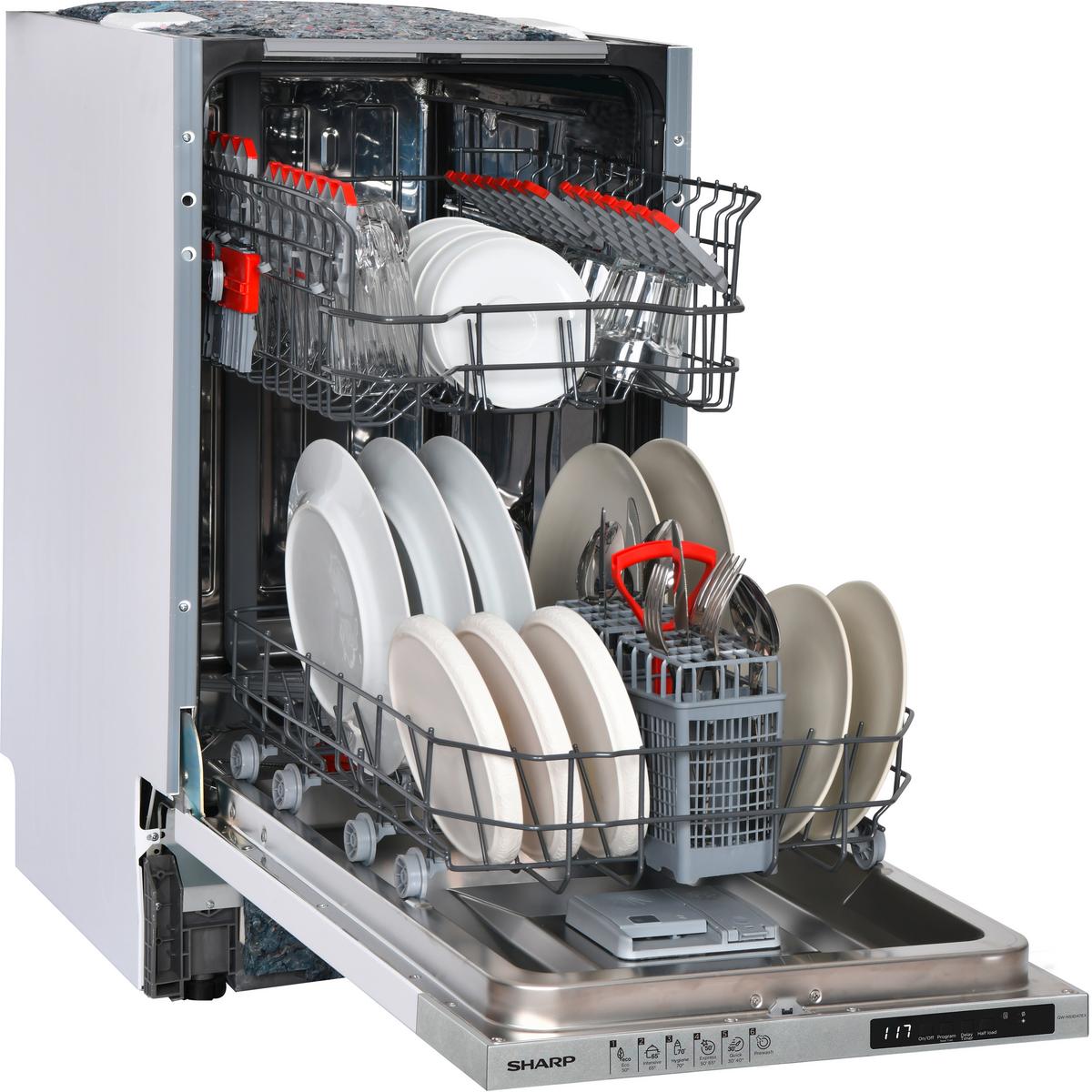Geschirrspüler Sharp Qw-Ns1ei47ex-De - Weiß, Basics, Kunststoff (45/82/55cm) - Sharp