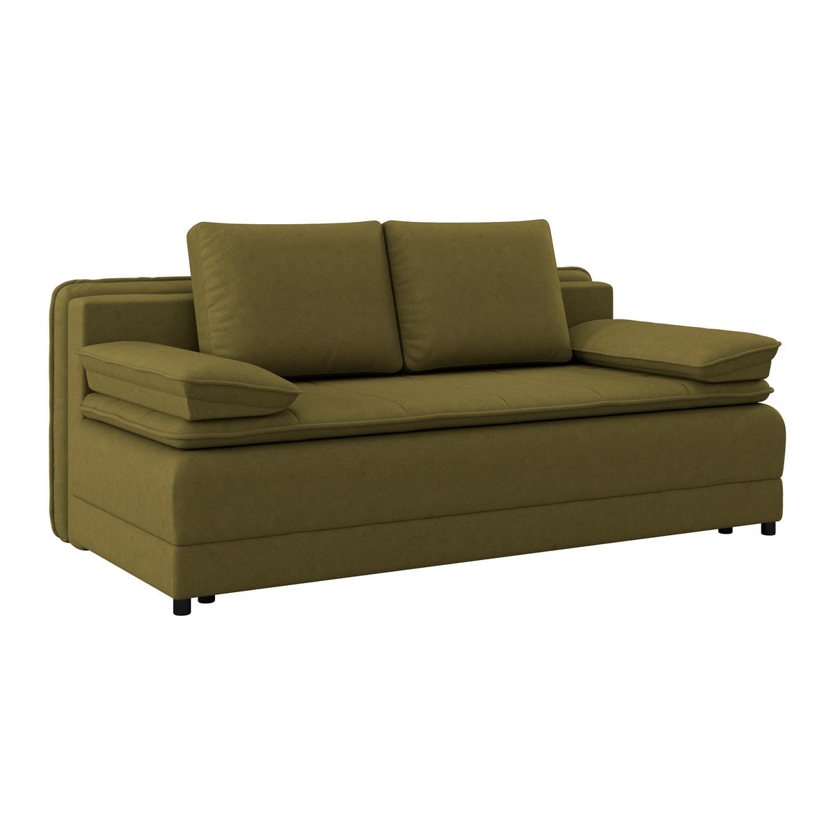 Pohovka s funkciou olivově zelená barva - bílá/černá, Moderní, textil/plast (202/73-92/105cm) - Luca Bessoni