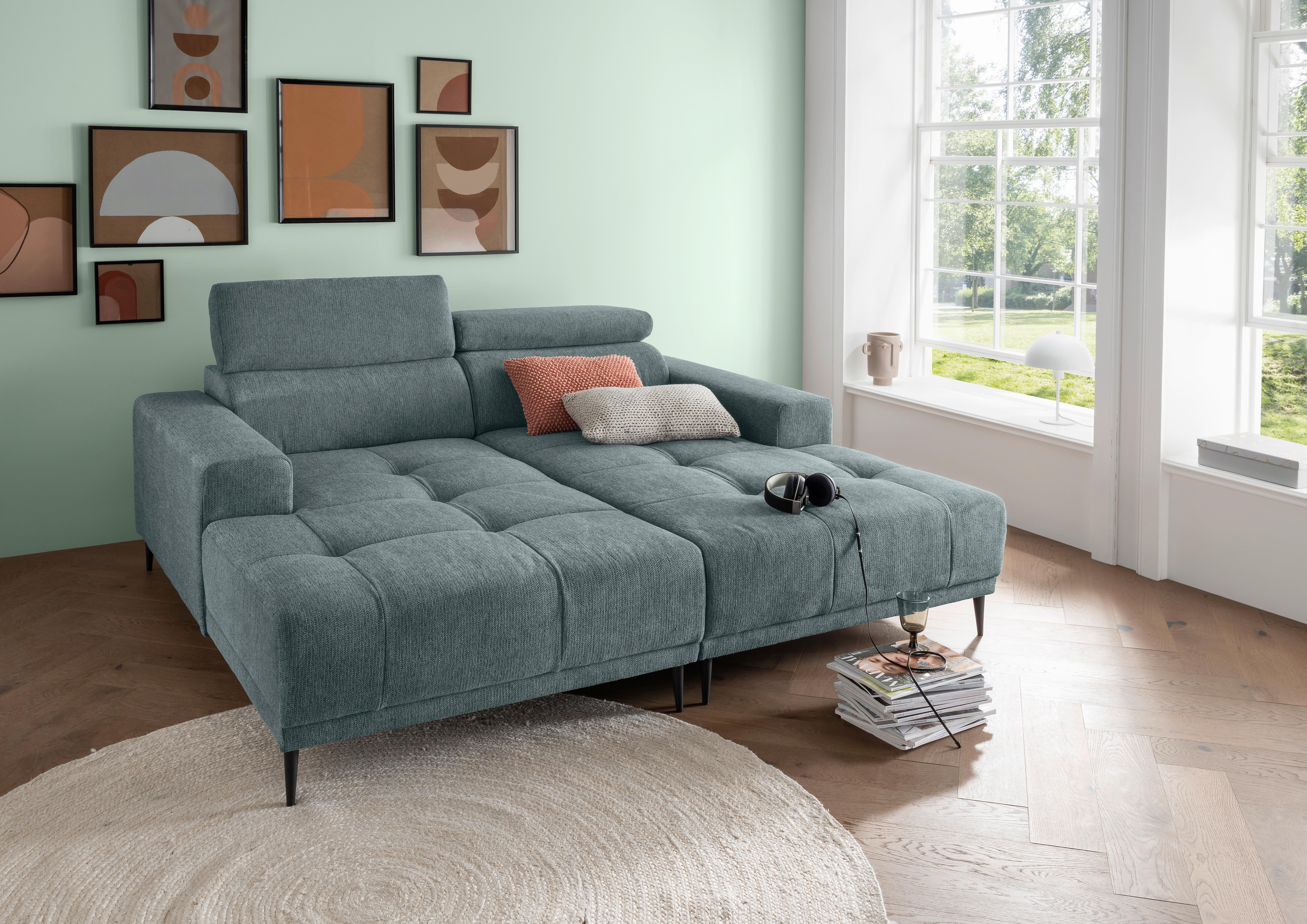Ecksofa Intera, Mintgrau S: 200x188 Cm - Mintgrau/Schwarz, KONVENTIONELL, Textil (200/188cm) - Livetastic