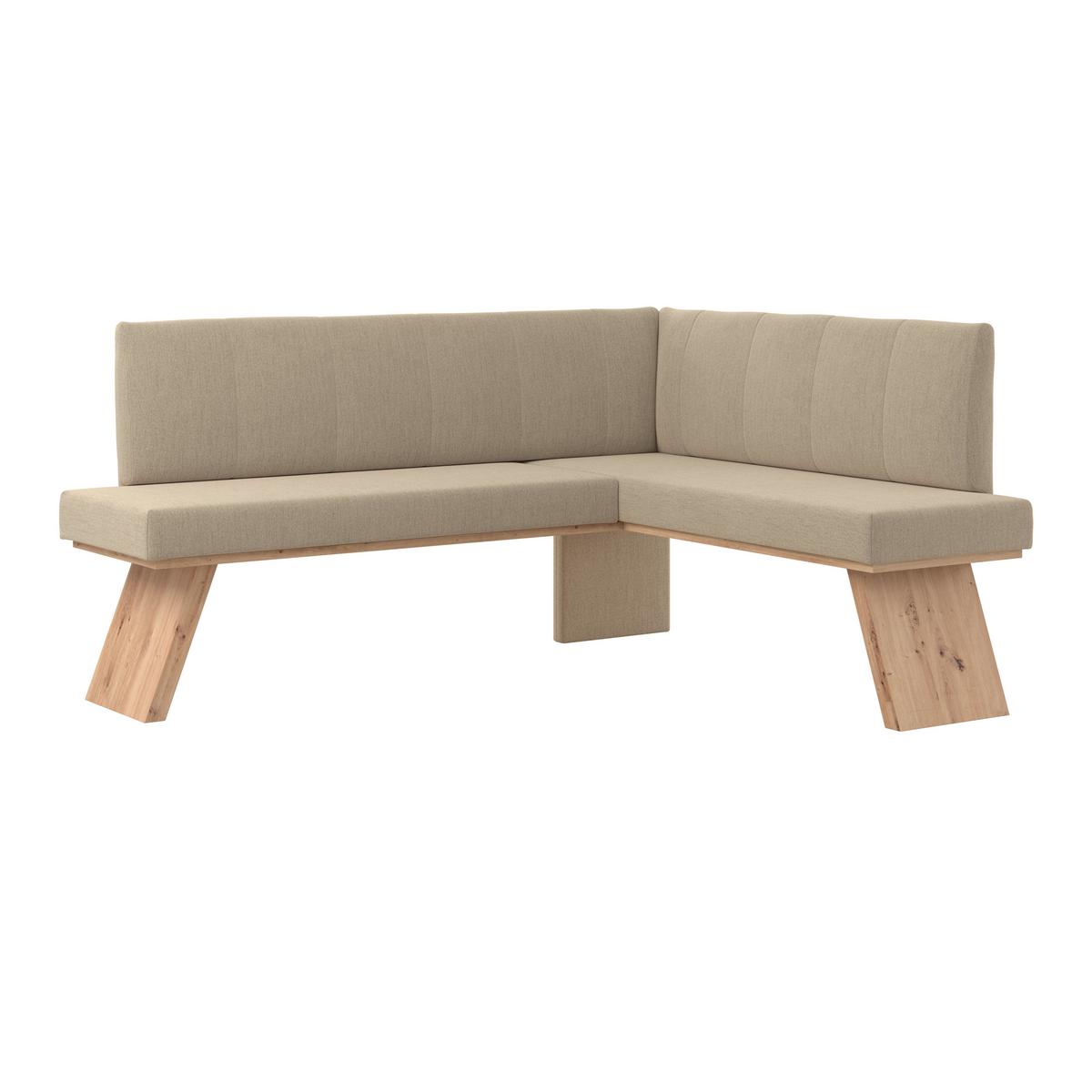 Eckbank Emma Ii Webstoff Beige, B: 140 Cm - Eichefarben/Beige, KONVENTIONELL, Holzwerkstoff/Textil (160/140cm)