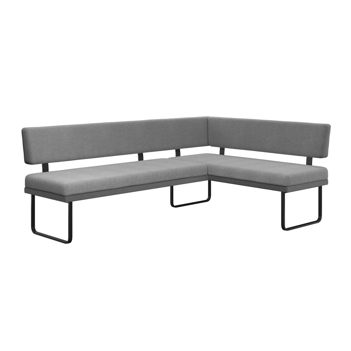 Eckbank Kian Webstoff Grau, S: 233x164cm - Schwarz/Grau, Trend, Textil/Metall (233/164cm)