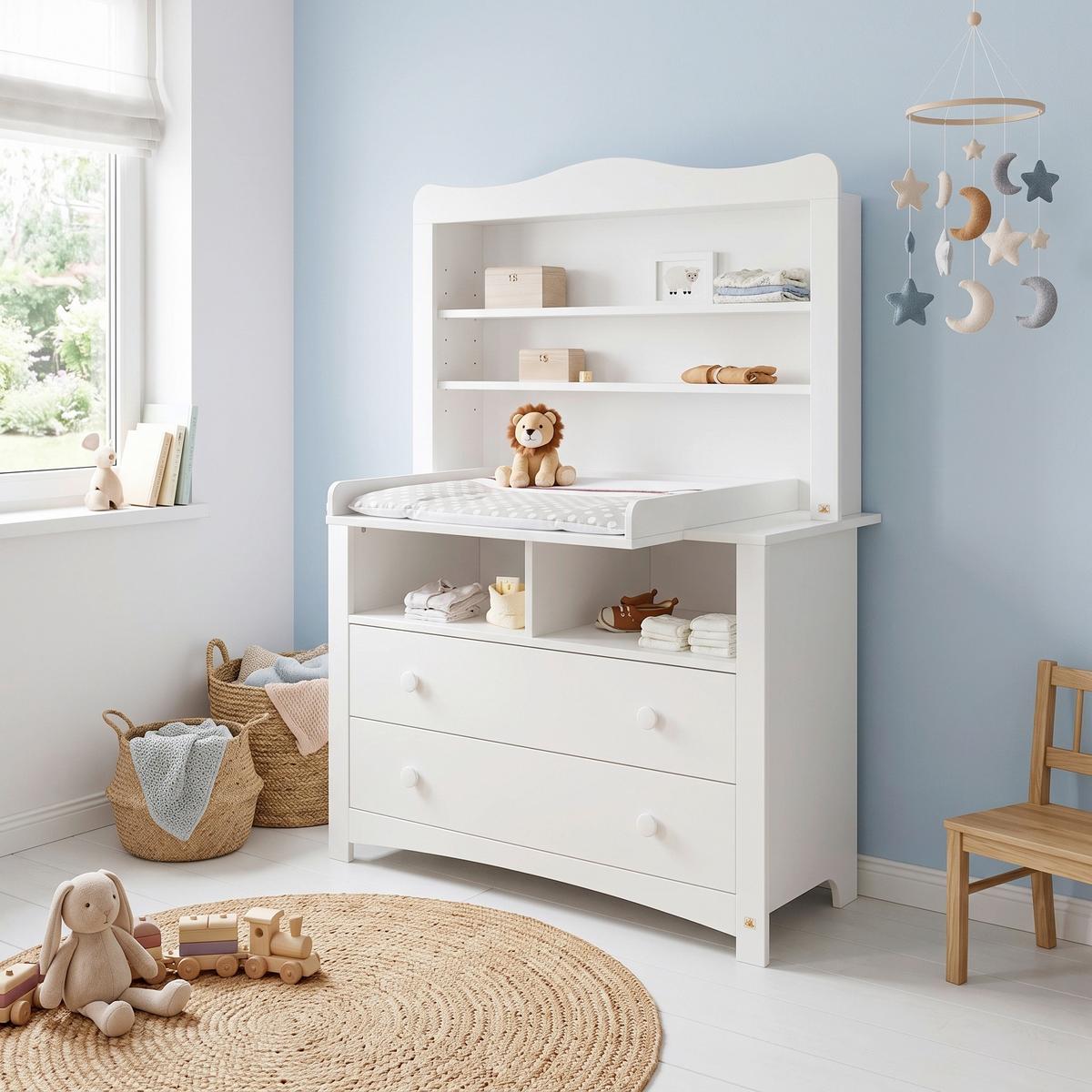 WICKELKOMMODE 130023XRX FLORENTINA - Weiß, Trend, Holzwerkstoff (130/180/57-77cm) - Pinolino