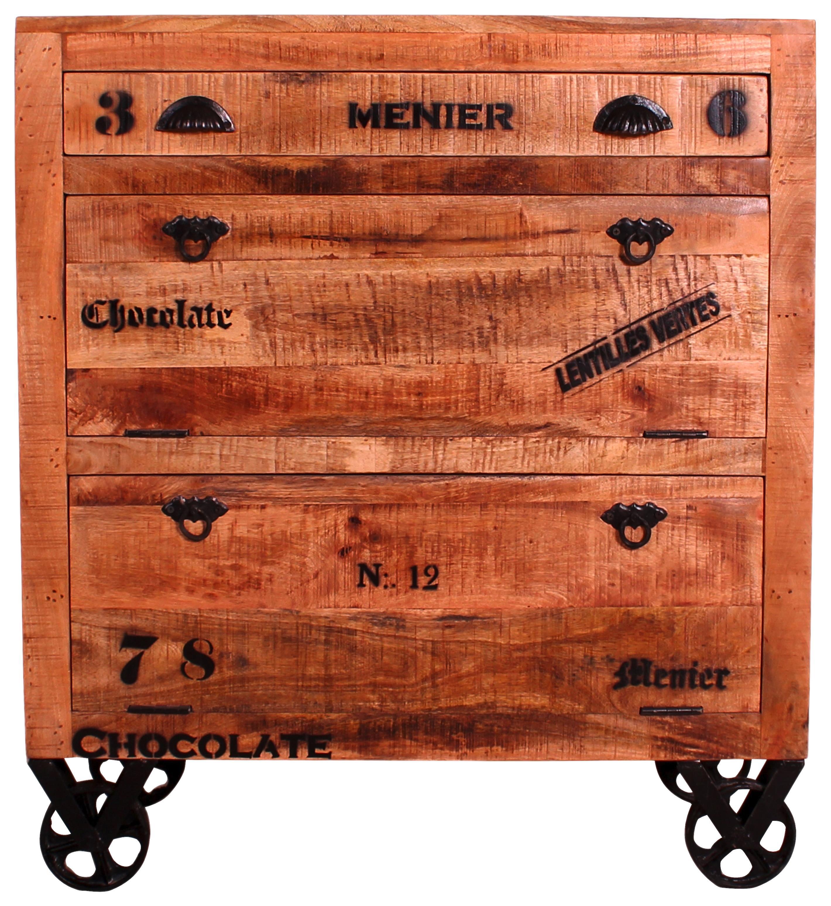 Schuhschrank Brion B: 85 cm Mangoholz - Schwarz/Naturfarben, Basics, Holz (85/90/40cm)