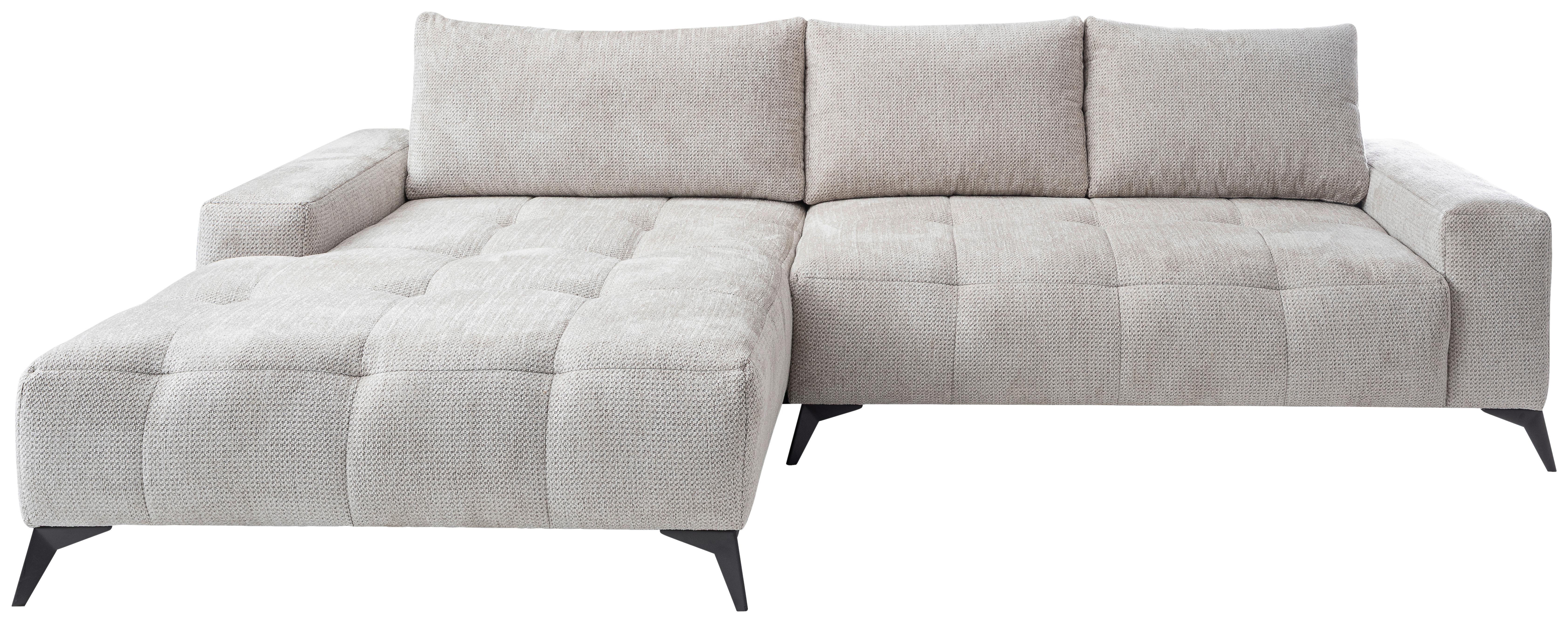 Ecksofa Mauro Hellgrau, mit Schlaffunktion - Hellgrau/Schwarz, Trend, Textil (175/290cm) - Luca Bessoni