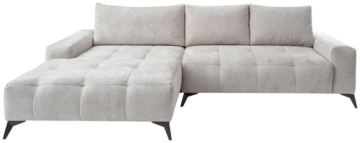 Ecksofa mit Schlaffunktion + Bettkasten Mauro 175x290 cm - Hellgrau/Schwarz, Trend, Textil (175/290cm) - Luca Bessoni