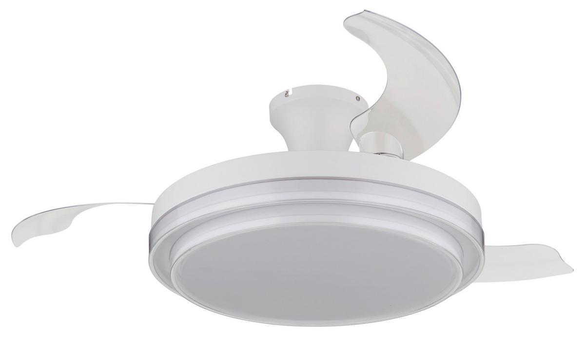 Deckenventilator 03656 - Klar/Weiß, KONVENTIONELL, Kunststoff/Metall (106,6/27,5cm) - Globo