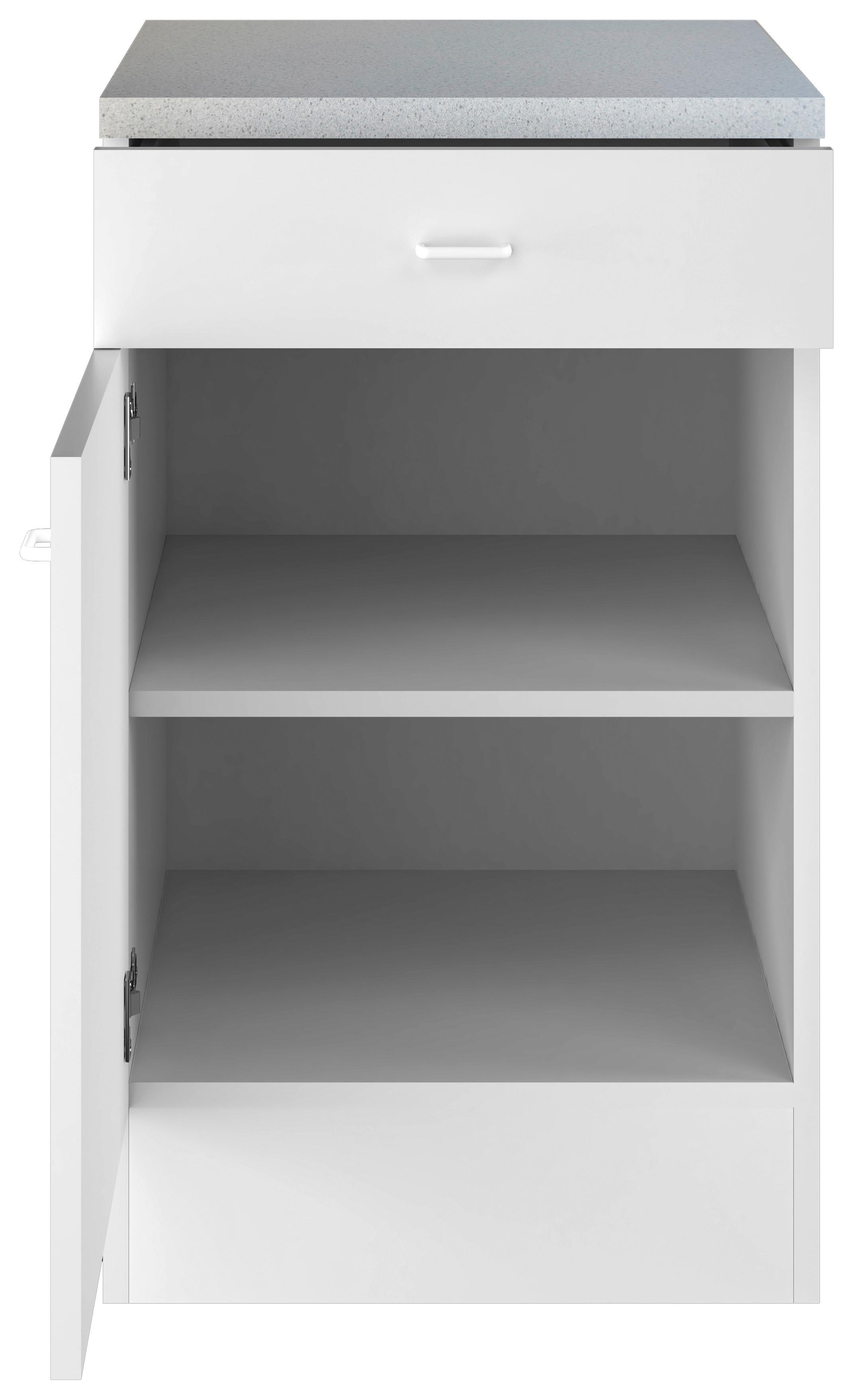 Küchenunterschrank Speed B: 50 Cm Weiß Mit Lade - Hellgrau/Weiß, KONVENTIONELL, Holzwerkstoff (50/85/50cm)