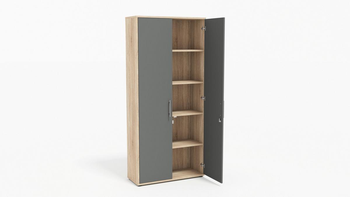 AKTENSCHRANK OFFICE EDITION - SW SET 4 - Anthrazit/Sonoma Eiche, MODERN, Holzwerkstoff (128,5/185,6/33cm) - MID.YOU