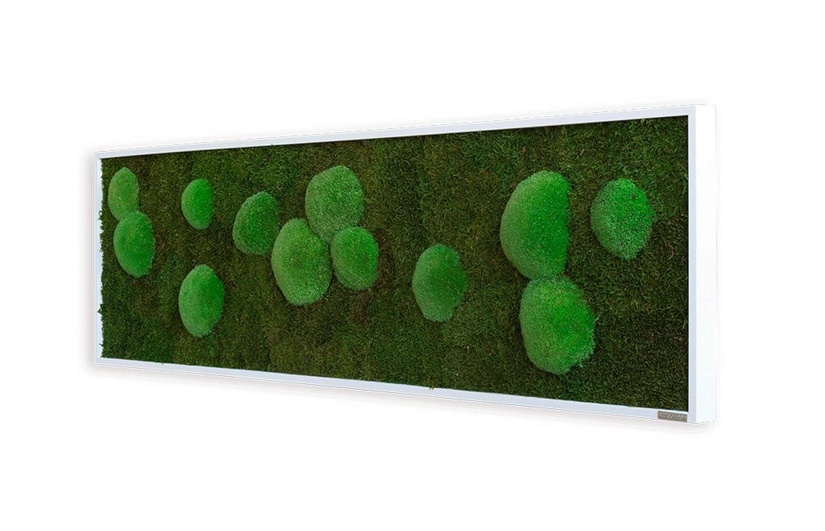 Moosbild Grün B: 140 cm - Weiß/Grün, Basics, Naturmaterialien/Holz (140/40/6cm)