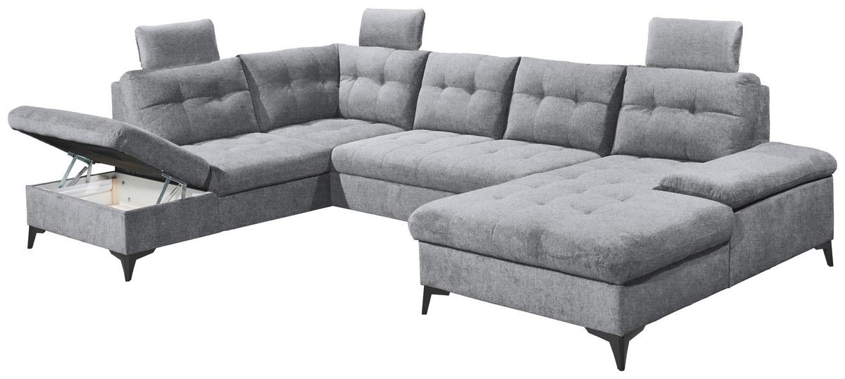 Sedacia súprava DURBAN U, ľavá, sivá - čierna/sivá, Konventionell, textil/plast (218/324/170cm) - MID.YOU