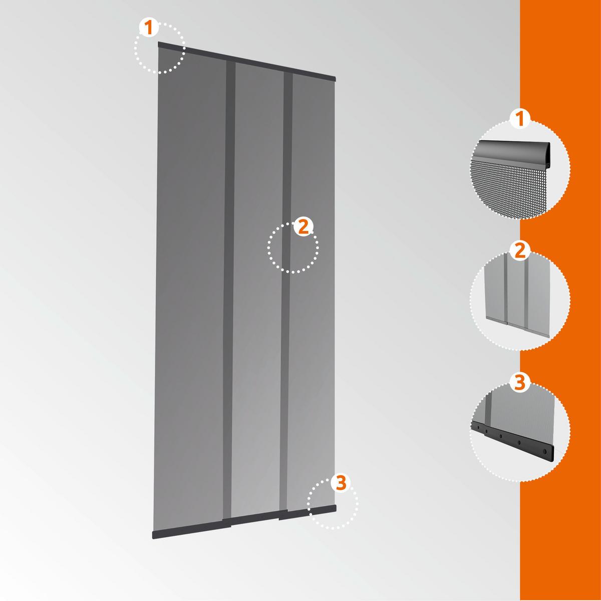 Fliegengitter Tür 95x220 Cm Anthrazit, Abnehmbar - Anthrazit, Basics, Kunststoff (95/220cm)