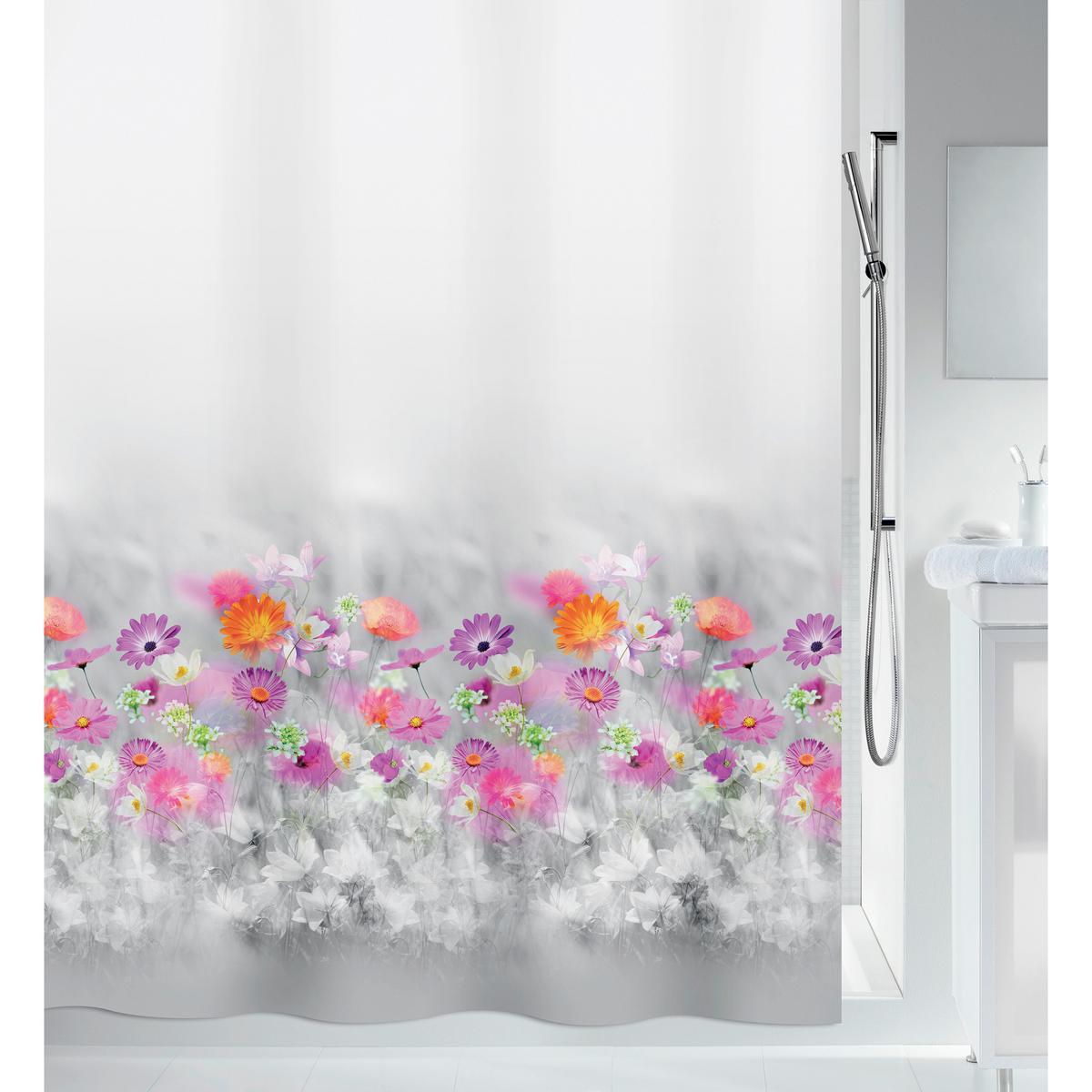Duschvorhang in Grau/Rosa Textil/Mischgewebe - Grau, Basics, Textil (180/200cm) - Spirella
