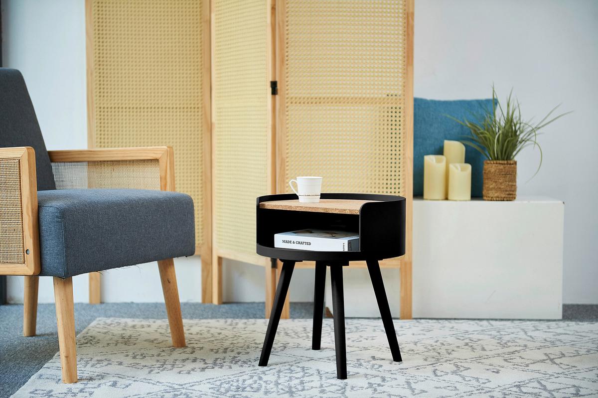 Beistelltisch Naturfarben/Schwarz B: 40 cm - Schwarz/Naturfarben, Design, Holz/Holzwerkstoff (40/40/46cm) - Livetastic