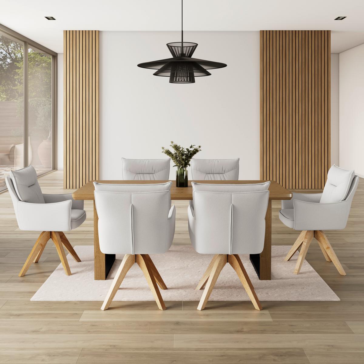 STOLIČKA S PODRÚČKAMI LORELEI - prírodná farba/svetlosivá, Modern, drevo/textil (58/87/63cm) - Bessagi Home