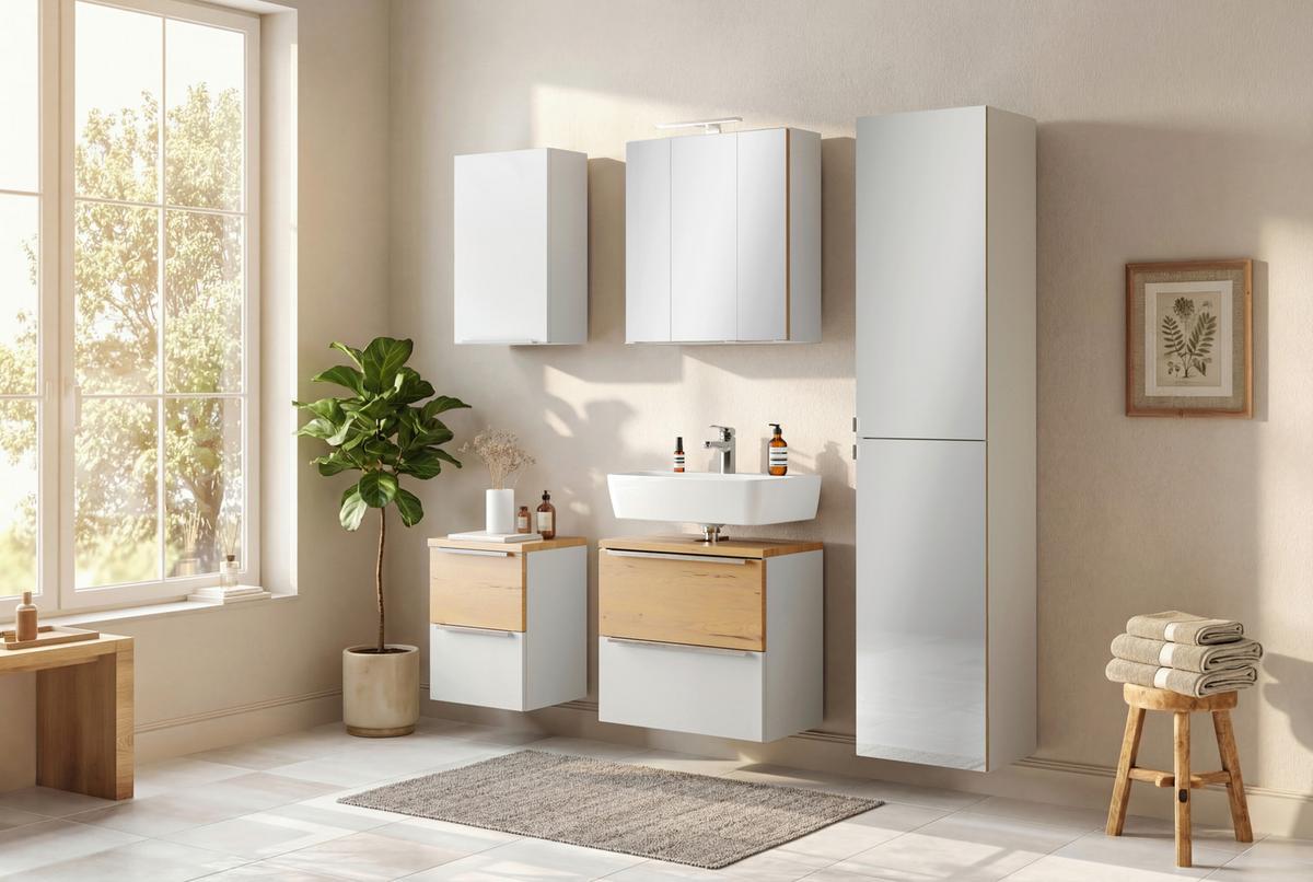 Unterschrank Verona Weiß/Wildeiche B: 40cm - Wildeiche/Weiß, Trend, Holzwerkstoff (40/54/35cm) - Held