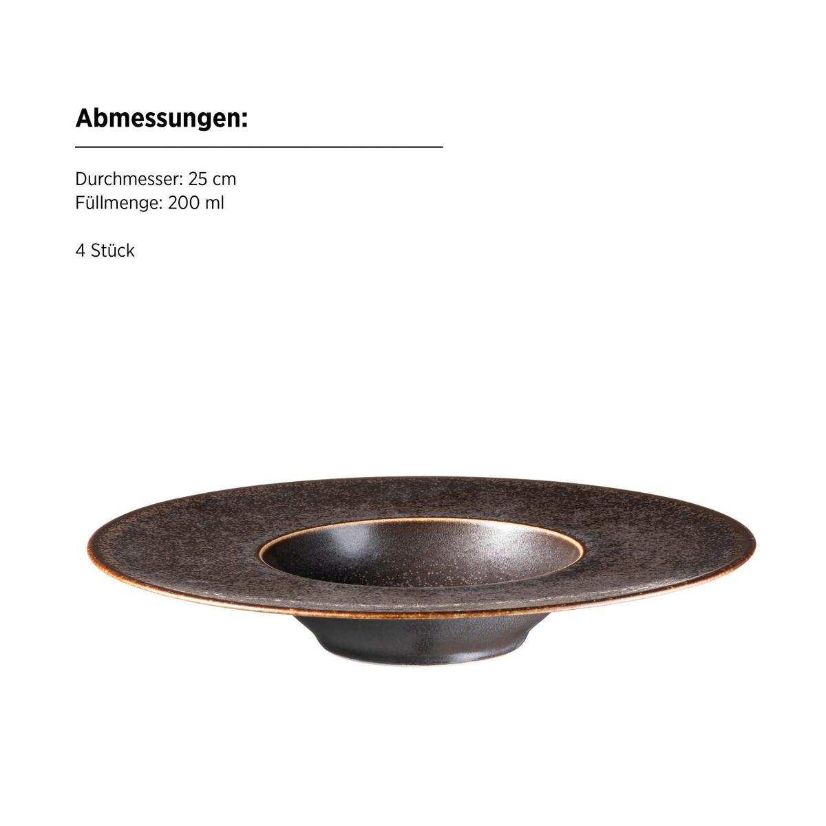 Tellerset Powerful Braun/schwarz, 4-Teilig - Schwarz/Braun, Trend, Keramik (25cm) - Mäser