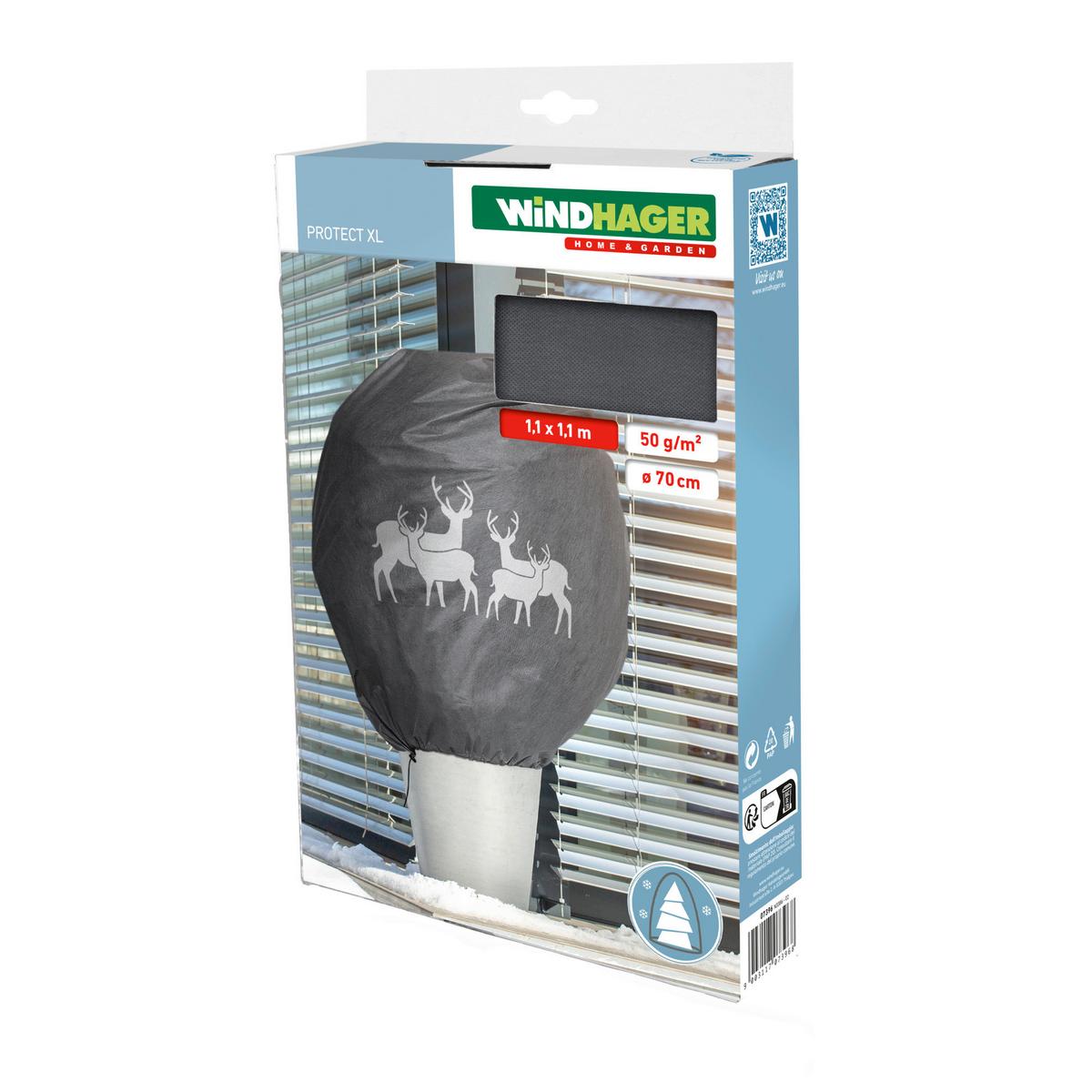 Winterdekohaube XL, 110x110x50 cm, witterungsbeständig - Schwarz, Basics, Kunststoff (110/110/50cm) - Windhager