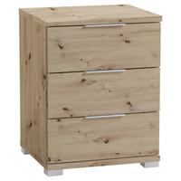 NACHTKÄSTCHEN SMILLA 3L E - Alufarben/Eiche Artisan, KONVENTIONELL, Holzwerkstoff (46/61/42cm)