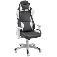 Gamingstuhl Racer - Schwarz/Weiß, MODERN, Kunststoff/Textil (66/126-134/59cm) - Livetastic