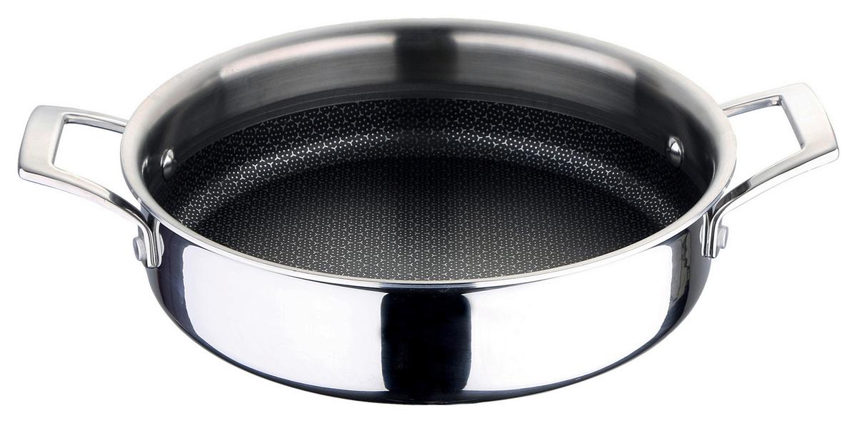 Servierpfanne Hi-tech 3 Ø 30 Cm, Edelstahl - Edelstahlfarben/Schwarz, Basics, Metall (39/30/10cm) - Masterpro