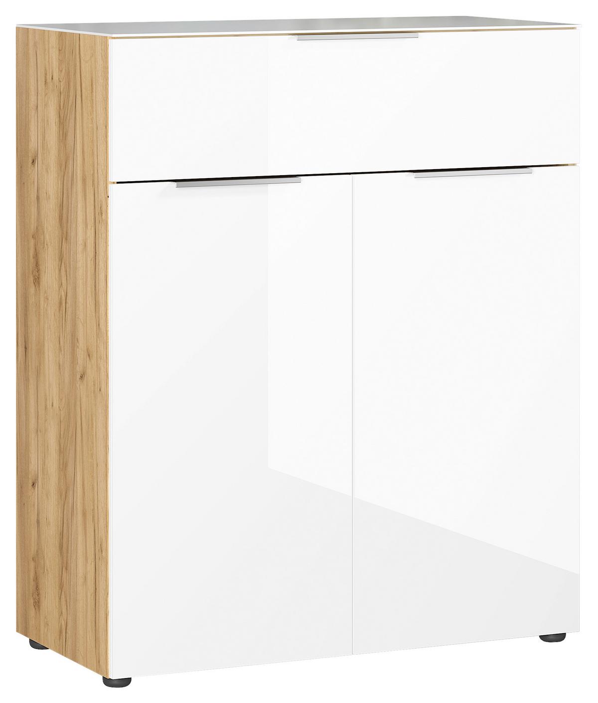 KOMODA OAKLAND - bílá/barvy dubu, Moderní, kov/kompozitní dřevo (83/102/42cm) - Premium Living