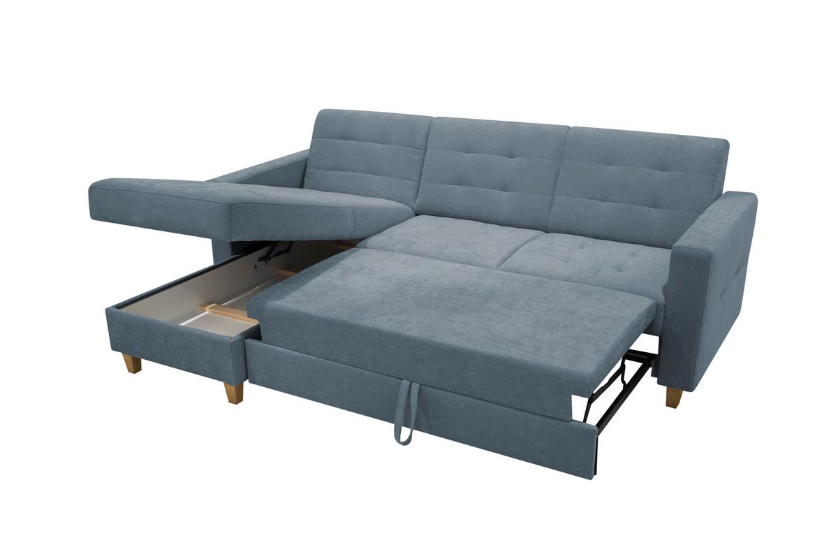 Rohová sedačka BJORN, oboustranná, šedomodrá žinylka - šedomodrá/přírodní barvy, Design, dřevo/textil (160/231cm) - Luca Bessoni