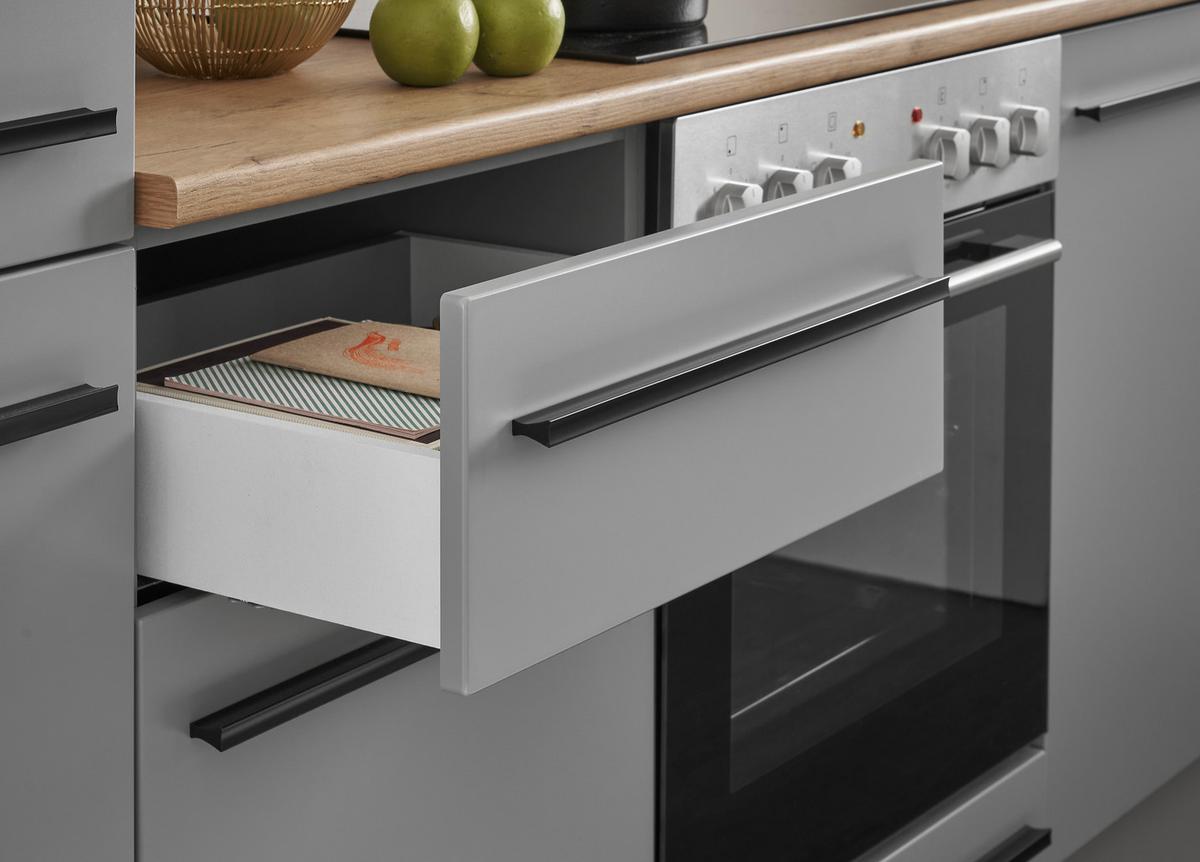 Küchenblock Denver Grau/Eiche Dekor B: 220 cm - Eichefarben/Grau, Design, Holzwerkstoff (220cm) - MID.YOU