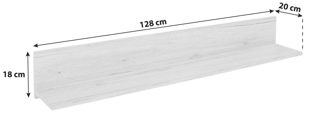 NÁSTĚNNÁ POLICE MALTA - barvy dubu, Moderní, dřevo (128/18/20cm)