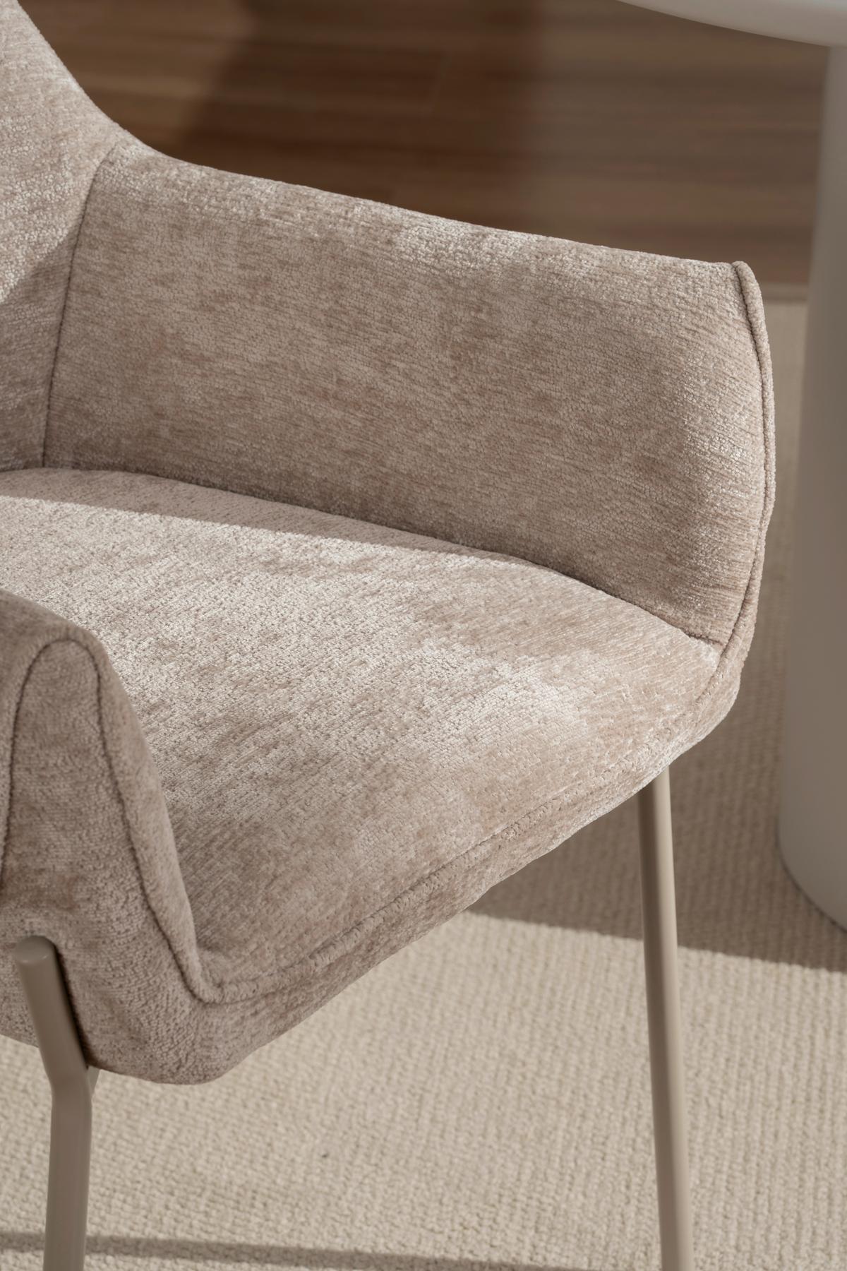 Armlehnstuhl Alea Chenille Beige, B: 62 Cm - Beige, MODERN, Holz/Textil (62/83/62cm) - MID.YOU