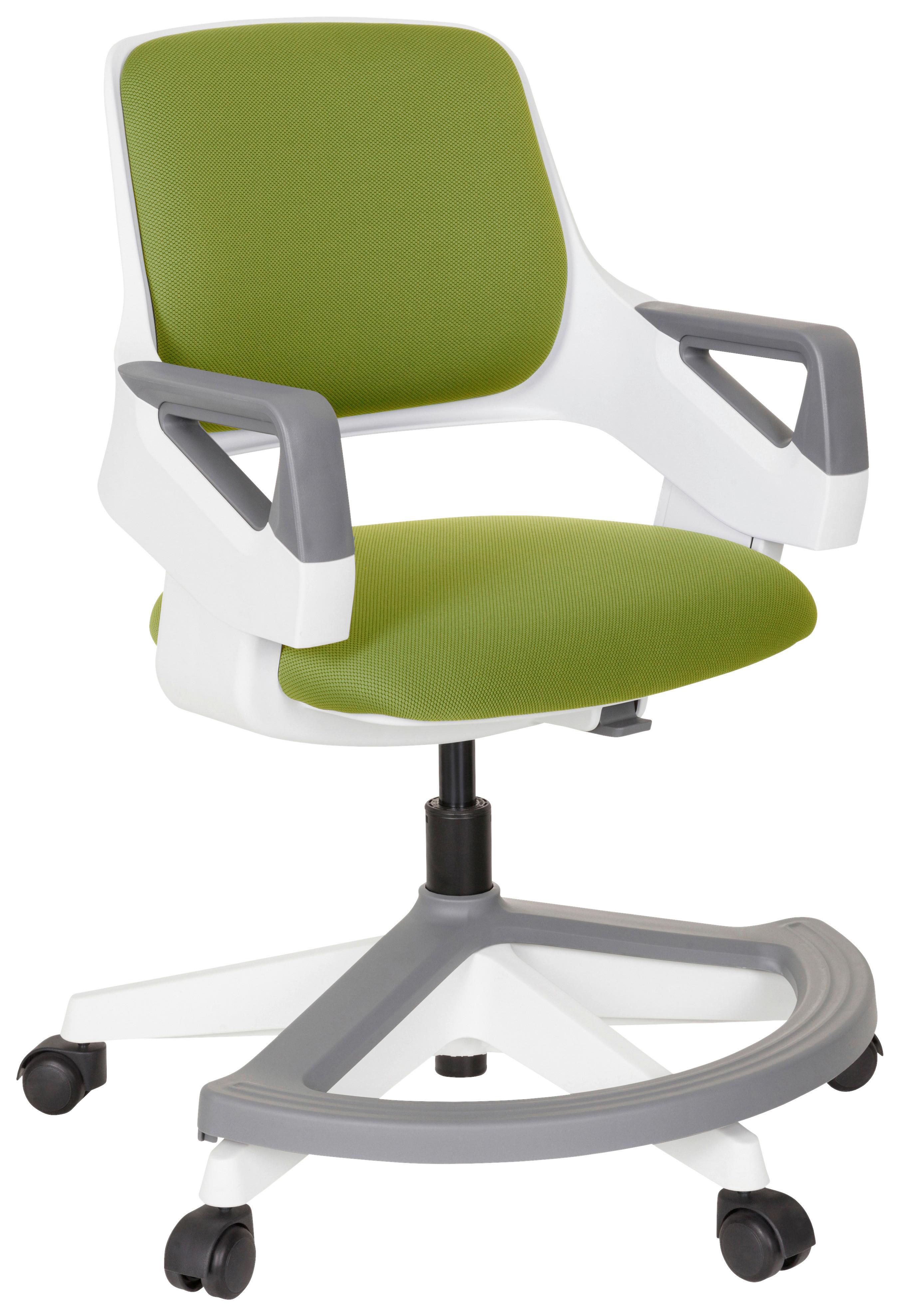 Jugenddrehstuhl Kid Flex Olivgrün B: 53 cm - Olivgrün/Weiß, MODERN, Kunststoff/Textil (53/80 - 93/60cm) - MID.YOU