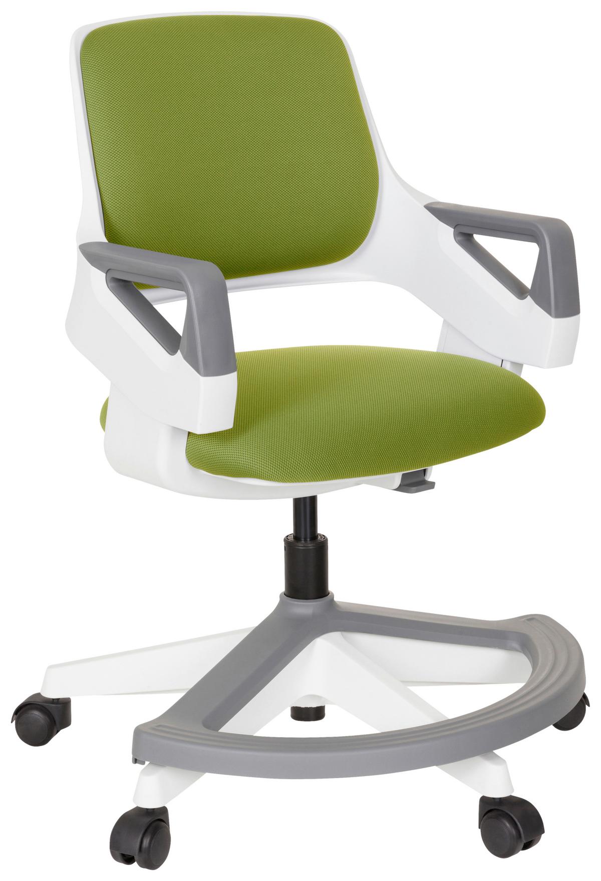 Jugenddrehstuhl Kid Flex Olivgrün B: 53 cm - Olivgrün/Weiß, MODERN, Kunststoff/Textil (53/80 - 93/60cm) - MID.YOU