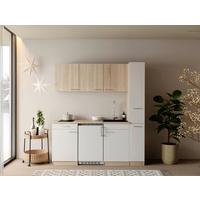 KÜCHENBLOCK Ingrid, Weiß B: 180 cm - Eichefarben/Weiß, Design, Holzwerkstoff (180cm) - Respekta