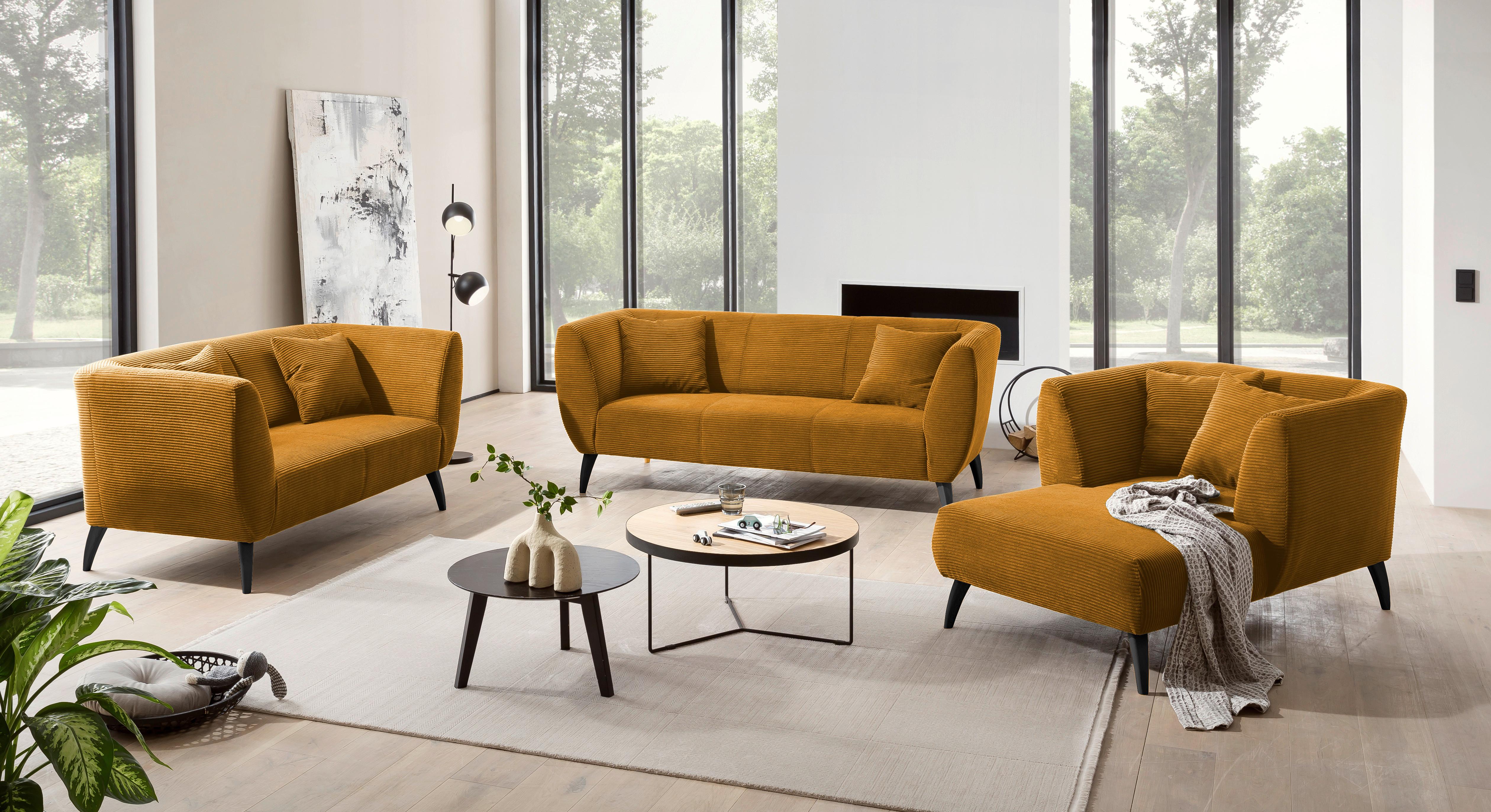 XXL-Sessel inkl. Zierkissen Colori Goldfarben - Goldfarben/Schwarz, MODERN, Textil (108/84/155cm) - MID.YOU